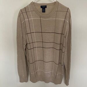 Dockers Men's Beige Plaid Crewneck Sweater